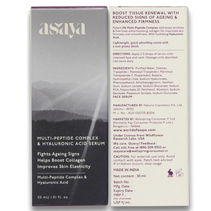Asaya Multi Peptide Face Serum with Hyaluronic Acid - 30 ml