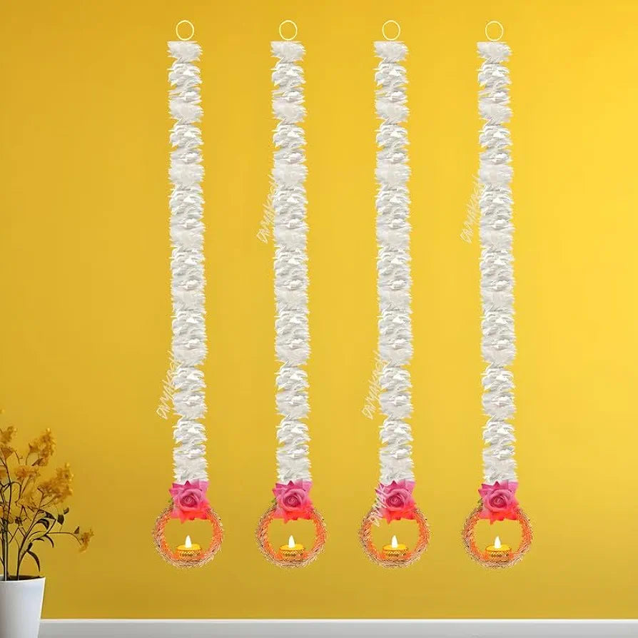 Wall Hangings for Home Decoration Pink Rose Handmade Set of 4 Style 18