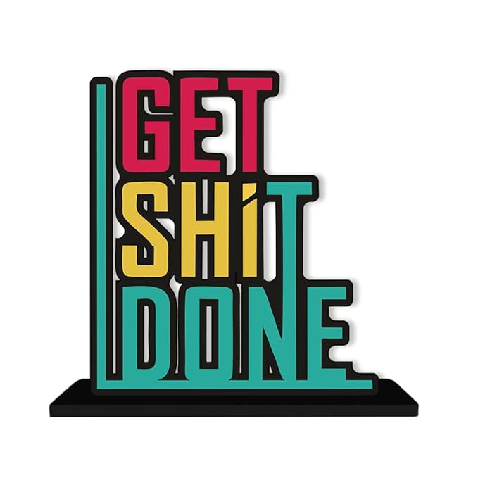 Artvibes Wooden Idols and Figurine Get Done Motivational Quote Table Decor for Office Desk | Home Decoration