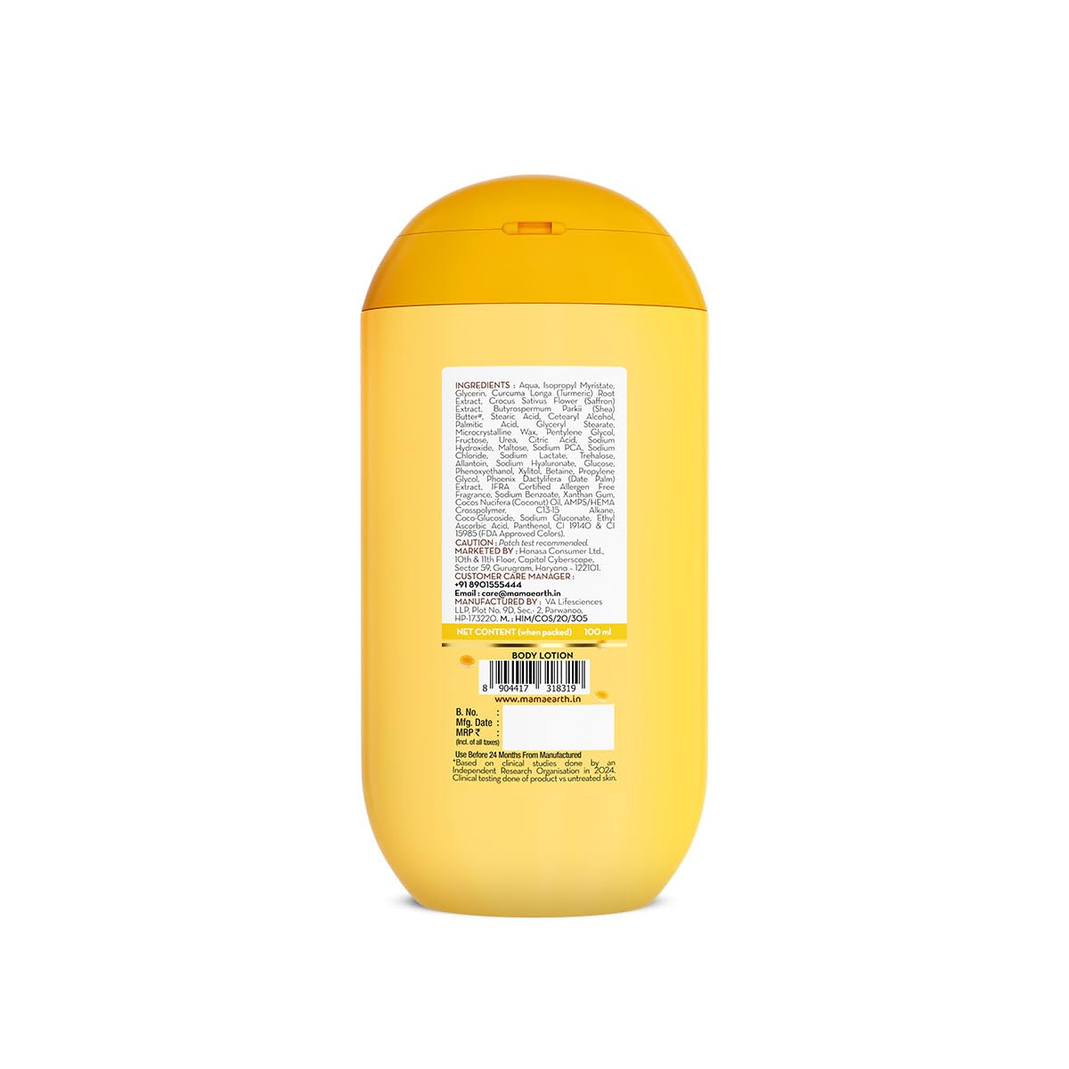 Mamaearth Ubtan Moisturizing Body Lotion with Turmeric & Saffron for Glowing Skin - 100 ml |48H Moisturization | Nourishes Dry Skin | 7in1 Total Care | 100% Natural Butter | Non-Greasy Smooth Skin
