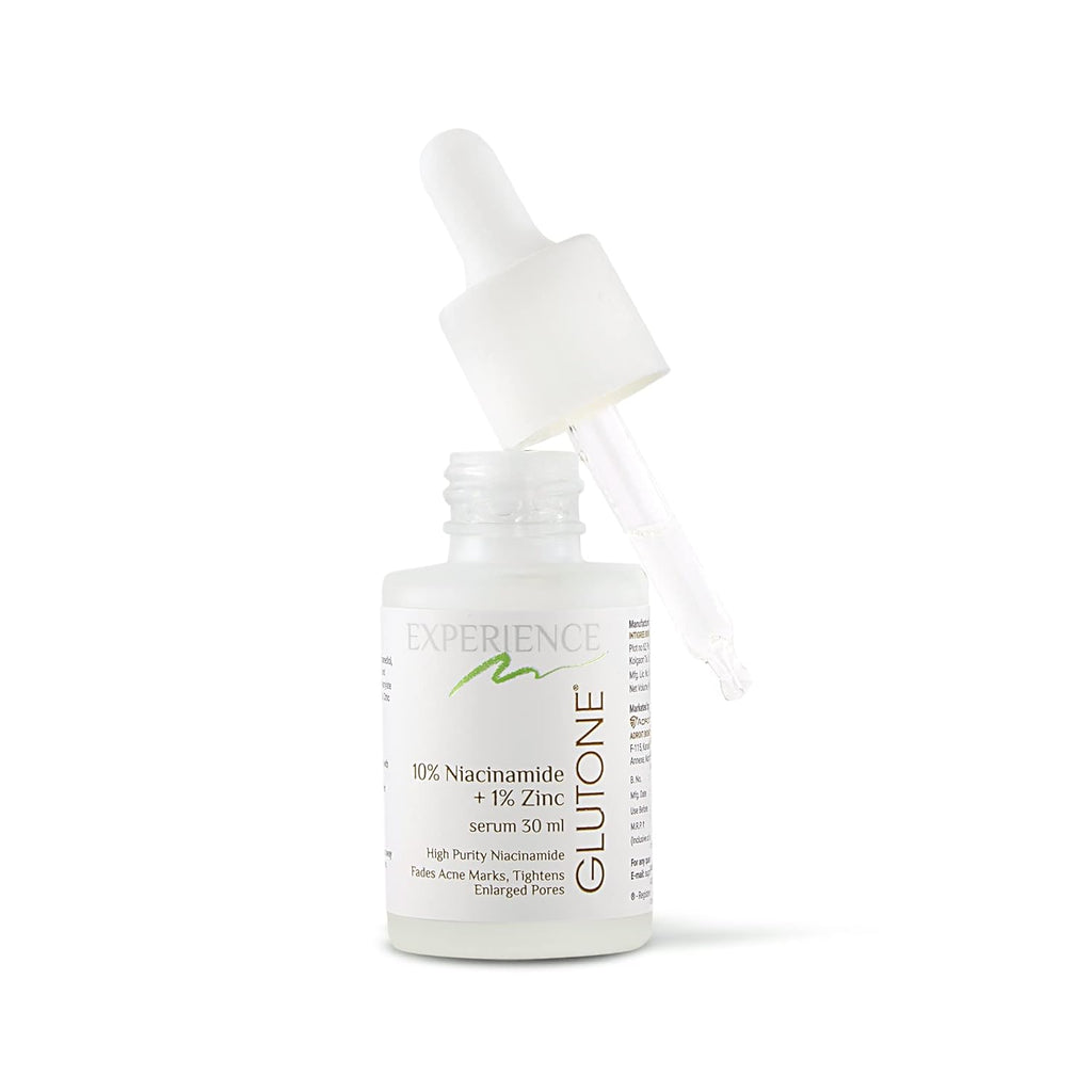 Glutone 10% Niacinamide serum with 1% Zinc PCA for clear, blemish-free Even Skin Tone | Controls excess sebum & breakouts |Tightens enlarged pores |30ml