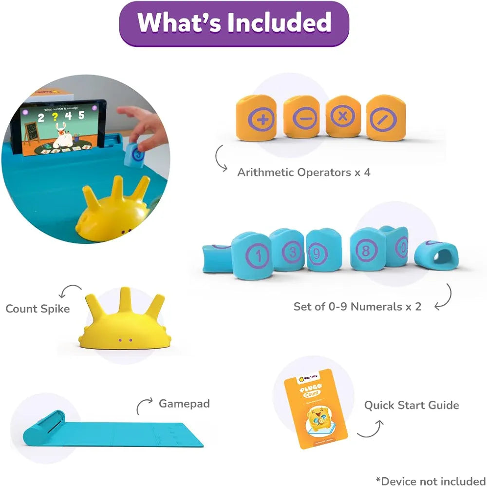 PlayShifu Math Games for Kids Plugo Count Tech-Powered Educational STEM Toy with Numbers & Operators Fun Math Kit for Boys & Girls Ages 4–10 Learning Gift for Children