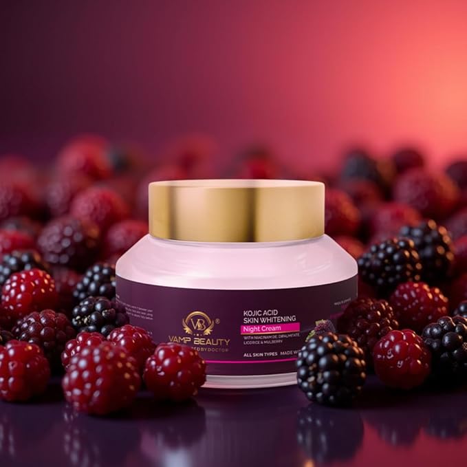 Vamp Beauty Kojic Acid Skin Whitening Night Cream - 50 Gms