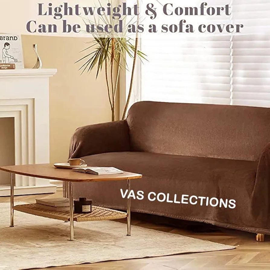 Homekart Premium Solid Color Soft Plush Mink Blanket Ultra Cozy and Warm Silky Soft All-Season Double Bed Blanket TC - 120 Brown