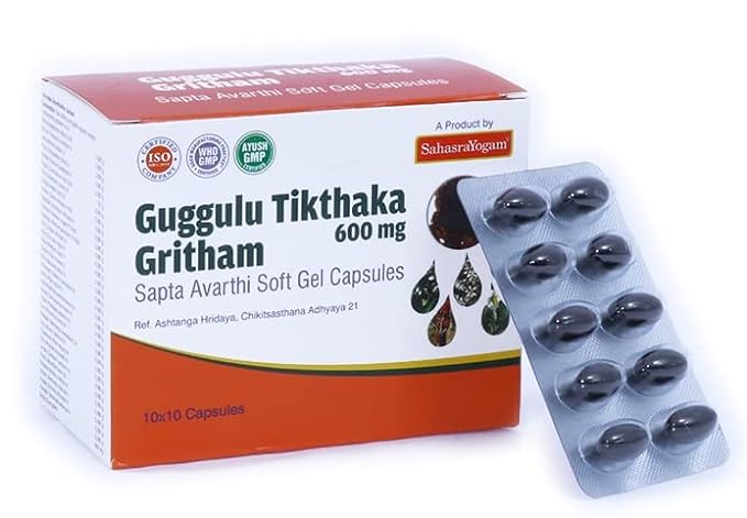Sahasrayogam Guggulu Tiktaka Gritham Saptavarti 600 Mg - 100 Capsule