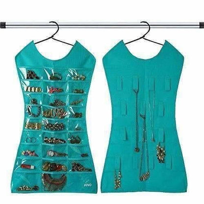 Green Color - Fabric Hanging Dress Double Sided Jewelry Organizer