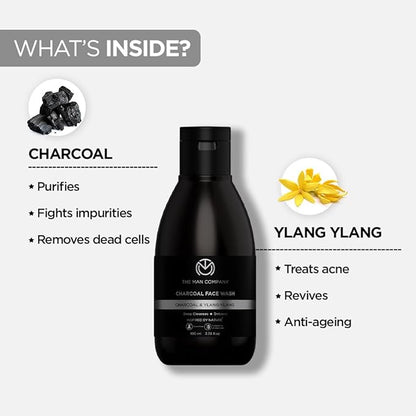 The Man Company Activated Charcoal Face Wash for Men with Ylang Ylang & Argan Essential Oils - 100ml