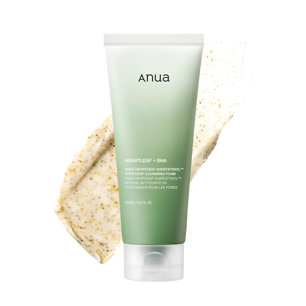 Anua Heartleaf Quercetinol Pore Deep Cleansing Foam, Facial Cleanser, for Double Cleansing, BHA, Hyaluronic Acid, Glycerin, Face Wash, Blackhead Remover, Korean Skincare