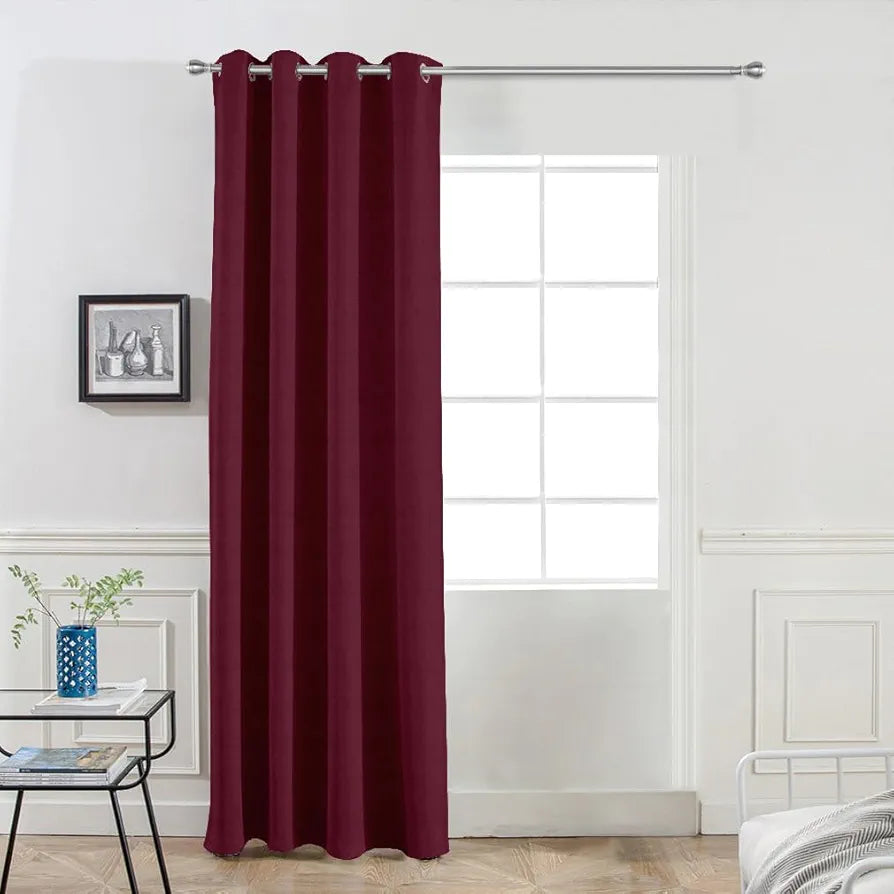 Divine Casa 7 Feet Velvet Blackout Door Curtain Premium Thermal Insulated Noise Reducing & Room Darkening Single Panel Colour Crimson (Pack of 1)