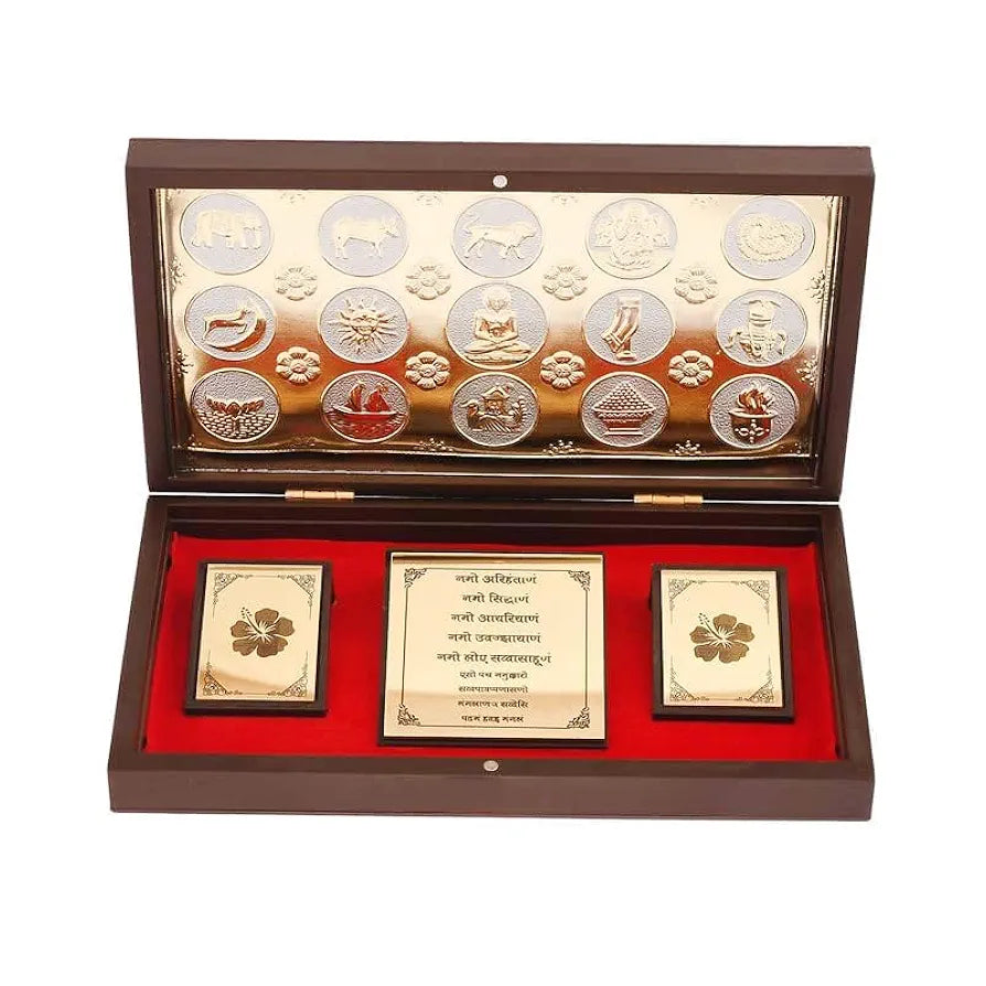 Jaipur Ace Jai Jinendra Mahavir Swami Ji Jain Gold Plated Charan Paduka Yantra With Box