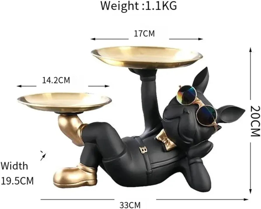 Alila Bulldog Animal Figurine Sculpture Statue Dog for Table Tray Keys Storage Jewelries Holder