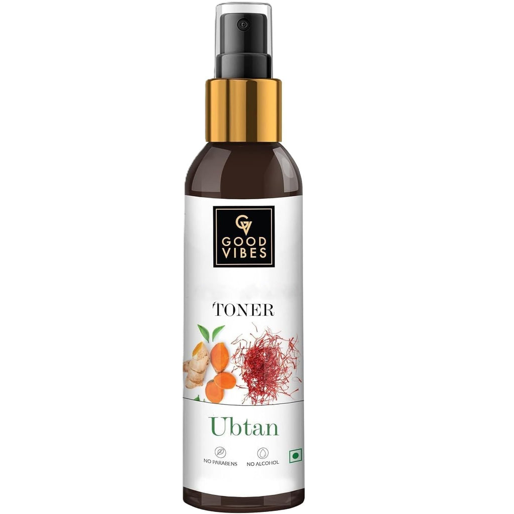 Good Vibes Ubtan Insta Glow Toner, 120 ml | Refreshing Hydrating Detoxifying Face Toner for All Skin Types | With Turmeric, Saffron, Vitamin B3 | Vegan, No Alcohol, Parabens, Sulphates & Mineral Oil