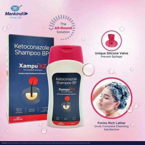 Mankind Xampu KZ Anti Dandruff Shampoo with Ketoconazole 5.5 pH Balanced - 100 ml