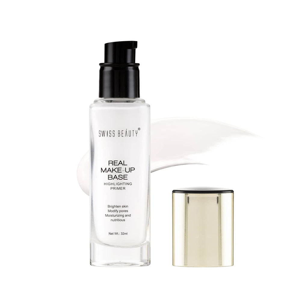 Swiss Beauty Real Makeup Base Highlighting Primer| Skin-Hydrating Poreless Primer With Natural Glow Finish For Face Makeup |Shade - 03 Pink Tint, 32Ml