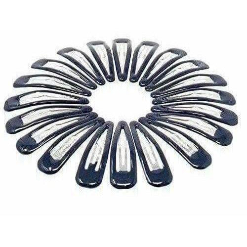 Black Hair Clips - Pack of 20 Tic Tac Everyday Wear Glossy Black Metal
