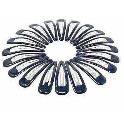 Black Hair Clips - Pack of 20 Tic Tac Everyday Wear Glossy Black Metal