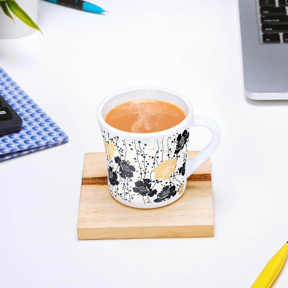 Larah by Borosil Crysta Series Dreamer Opalware Mug | Set of 6 Tea/coffee Mugs | 160 Ml Each