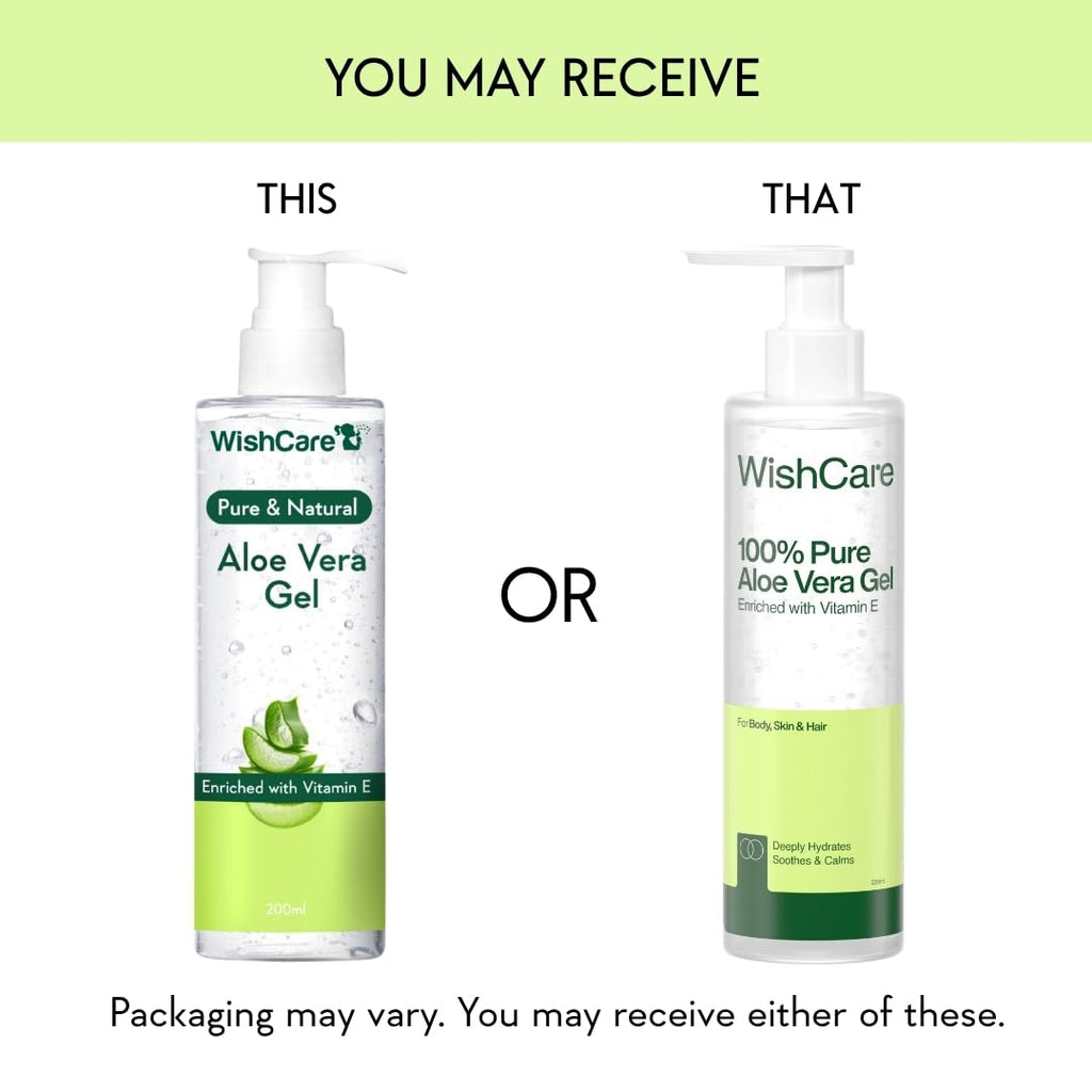 WishCare Pure & Natural Aloe Vera Gel for Skin, Face and Hair | For Hydrating, Moisturizing & Soothing Skin | For Men and Women | 200ml
