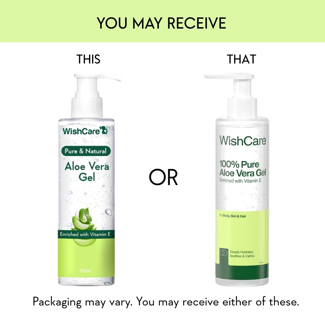 WishCare Pure & Natural Aloe Vera Gel for Skin, Face and Hair | For Hydrating, Moisturizing & Soothing Skin | For Men and Women | 200ml