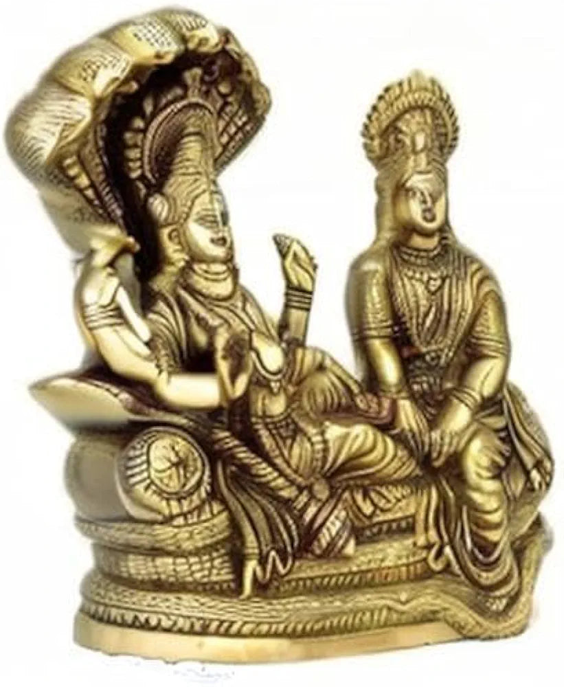 Uapan Brass Lord Vishnu Laxmi Sculpture Decorative Showpiece  Decorative Showpiece 10 cm