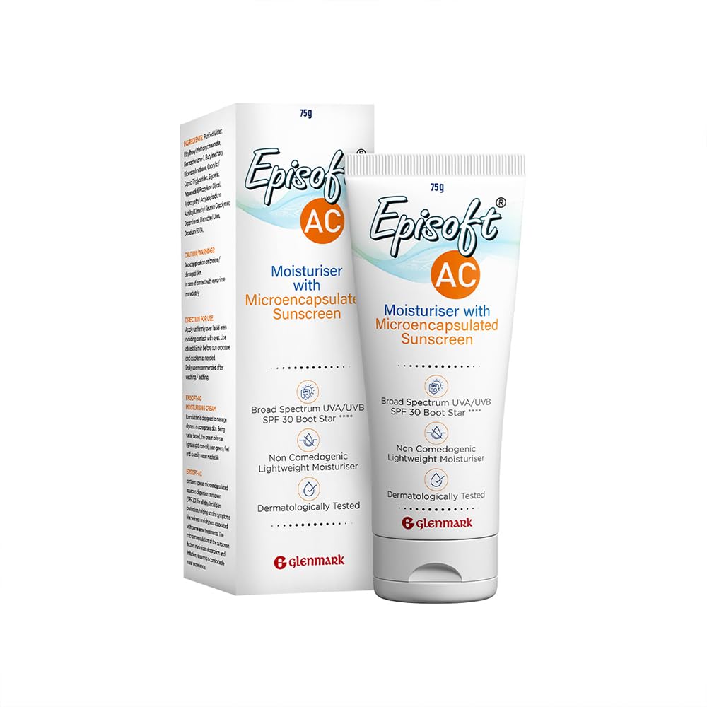 Episoft AC Moisturiser with Sunscreen | Blocks 97% UVB rays | Lightweight, non-greasy | Fragrance free | Acne safe | Single step skincare | Suitable for all Skin types | 2 in 1 product