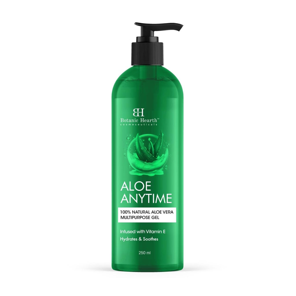 Botanic Hearth Aloe Vera Gel for Face, Skin & Hair – 250ml - 100% Natural, Sunburn Relief, Skin Calming, Deep Hydration & Repair with Aloevera, Non-Greasy, Moisturizing Formula for Men & Women