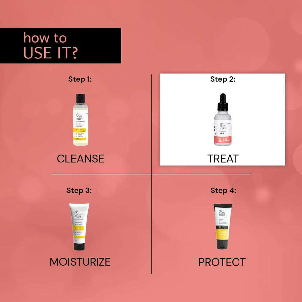 Deconstruct 5% Niacinamide Face Serum | + 2% Alpha Arbutin Face Serum | Clearing Serum for Pigmentation, Acne Marks, Dark Spots, Tanning | For Oily & Sensitive Skin | 10 ml