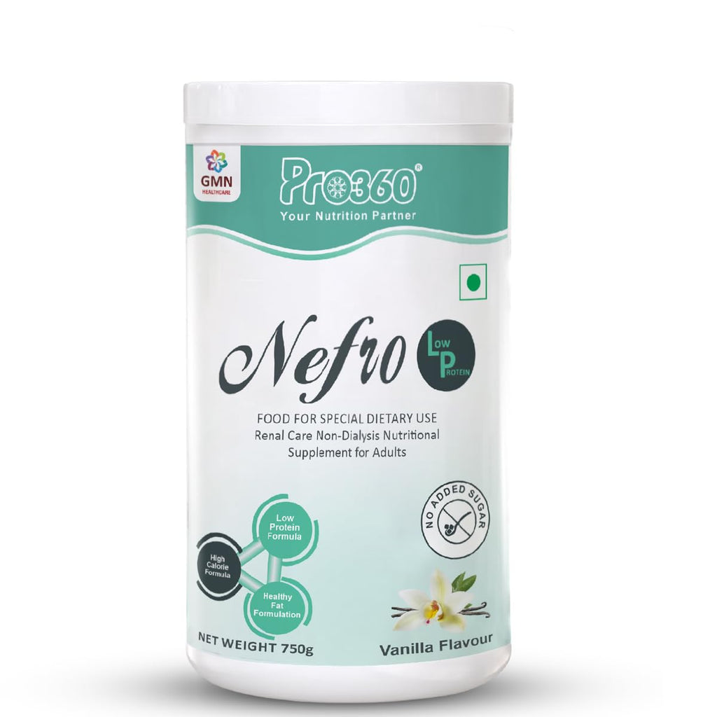 Pro360 Nefro LP Powder Vanilla Flavour â€“ 750g Low Protein Nutrition Supplement for Kidney Health (Non-Dialysis) â€“ Vanilla Protein Powder Enriched with L-Taurine, L-Carnitine & Essential Nutrients