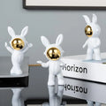 Street27 3pcs Cartoon Rabbit Shape Astronaut Figurine Showpiece