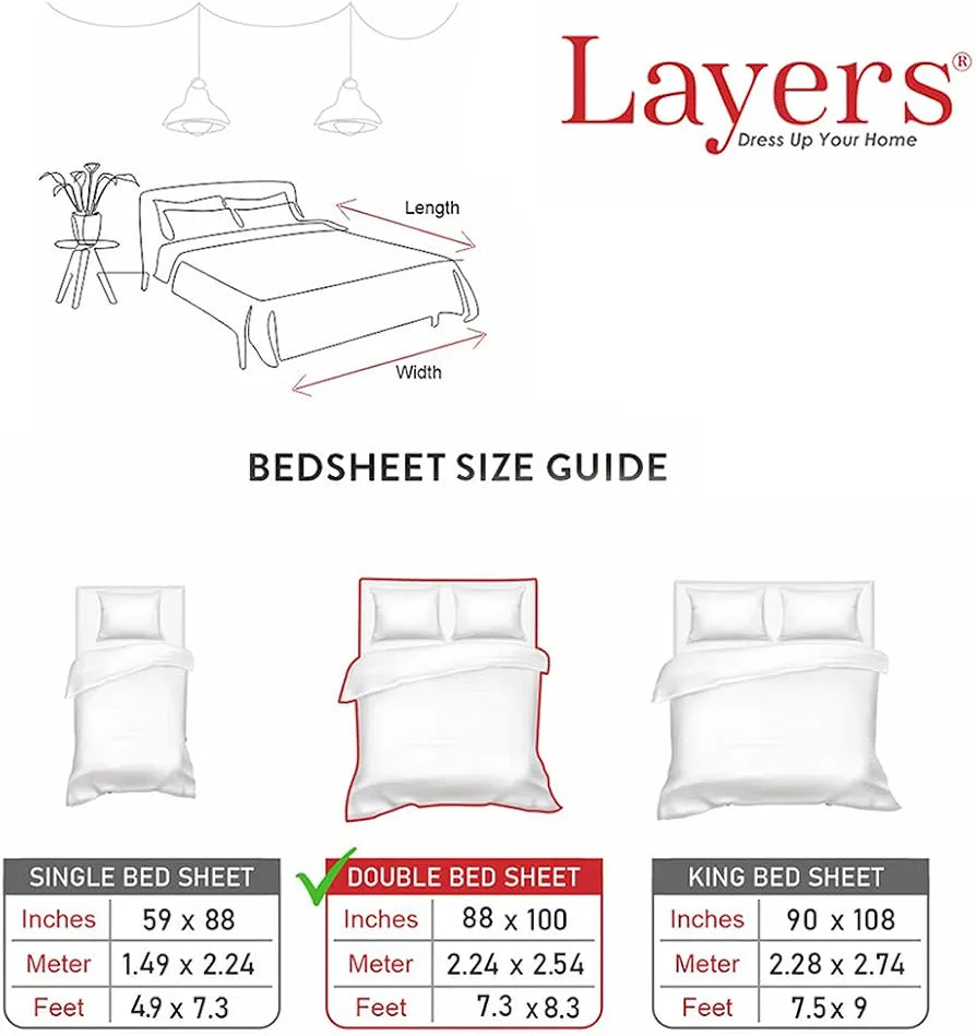 Layers Zen Cotton Blend Double Bedsheet Set 1 Double Cotton Bedsheet & 2 Pillow Covers 225 CVC Orange Floral