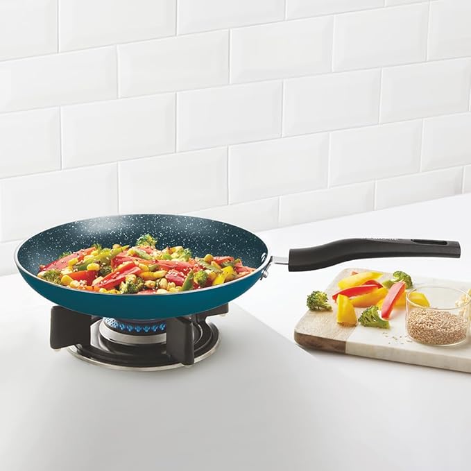 Borosil Prochef Non-stick Aluminum Fry Pan 24 Cm | Gas Stove Compatible | Thick Uniform Body for Even Heating | Dishwasher Safe