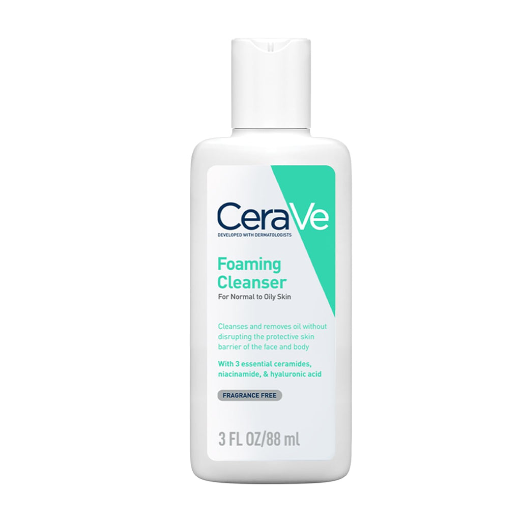 CeraVe Foaming Cleanser For Normal To Oily Skin (88ml) - Dermatologist-Developed Facewash | Non-Comedogenic And Fragrance-Free Cleansers For Acne-Prone Skin