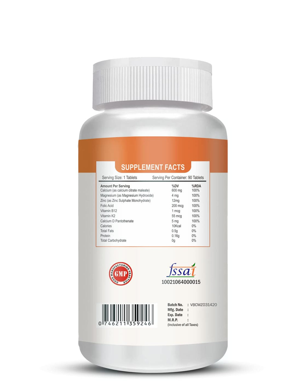 Vokin Biotech Calcium, Magnesium, Zinc, D3 & B12-90 Tablets