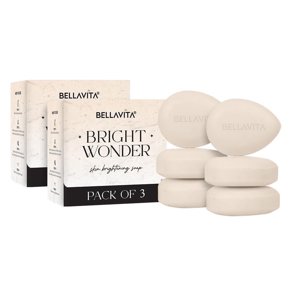 BELLAVITA Bright Wonder Brightening Soap 100Gm | Dark Spot & Pigmentation Reduction | Kojic Acid & Mango Butter | Paraben-Free