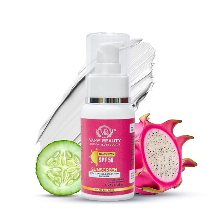 Vamp Beauty Broad Spectrum Sunscreen Spf 50 With Goodness of Flax Seeds - 50 Ml