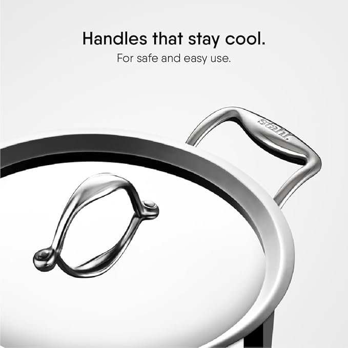 Stahl Triply Stainless Steel Casserole With Glass Lid | Artisan 4122 | 22 Cm | 3.8 Liters