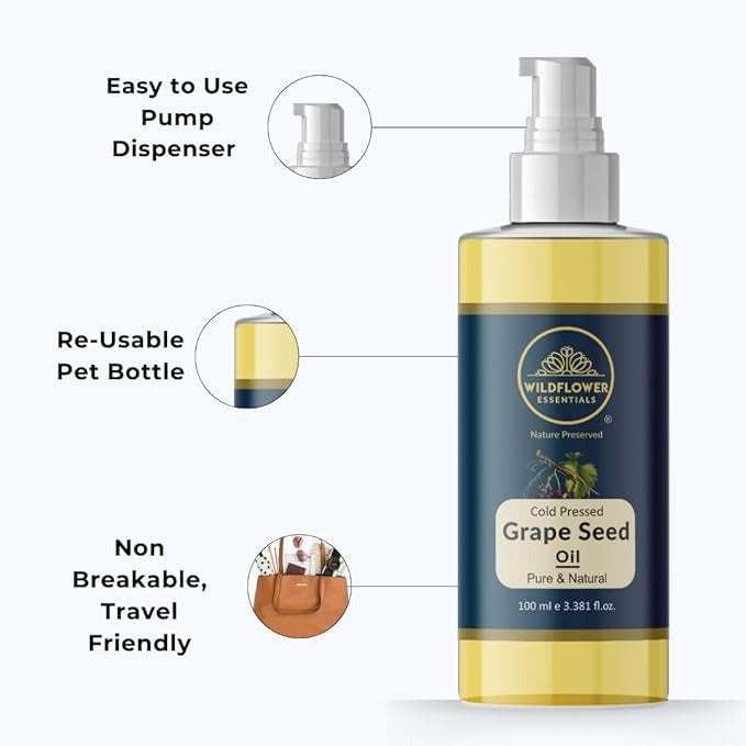 Wildflower Essentials Pure & Natural Grapeseed Oil Cold Pressed - 50 ml