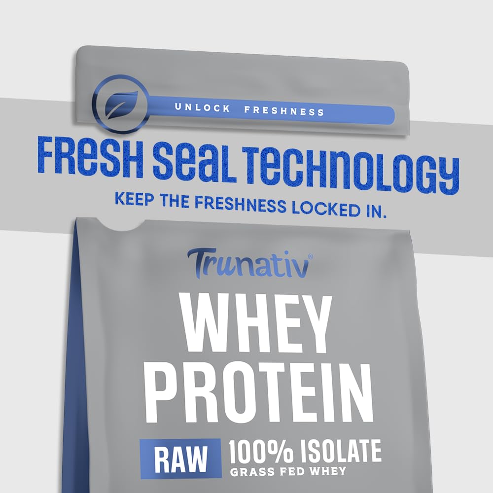 TruNativ Raw Whey Protein Isolate Powder| 27g Protein | 7g BCAA) | Enhances Lean Muscle Mass | No Added Carbs & No Added Sugar |For Men & Women |Unflavoured Protein Powder 907g