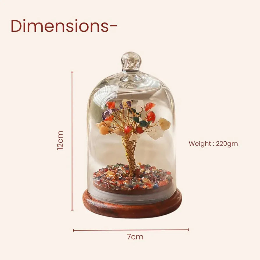 Ritualistic Dome Crystal Chakra Tree Encased Gemstone Bonsai