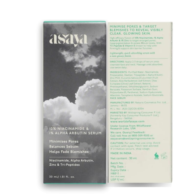 Asaya 10% Niacinamide Face Serum with Alpha Arbutin - 30 ml