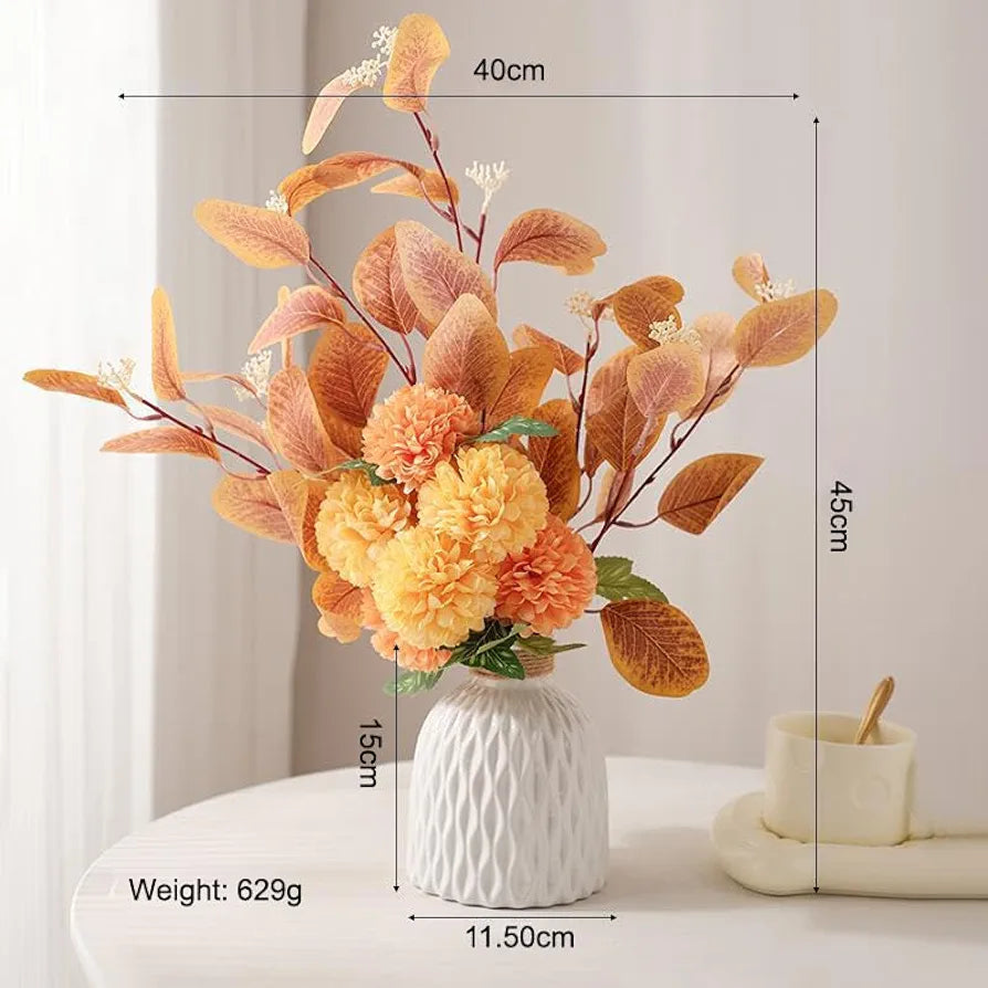 Ceramic Vase and Hand Made Artificial Flowers Bouquet Vase4 Yellow