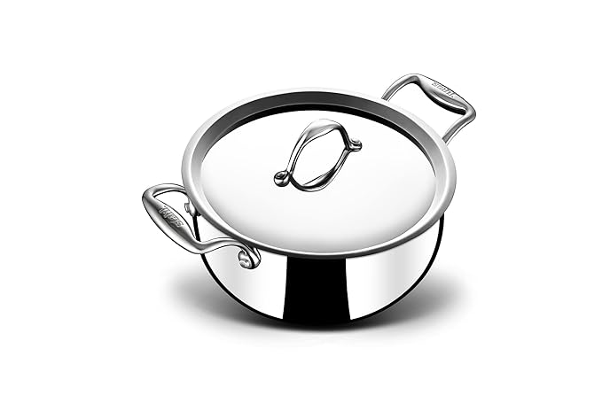 Stahl Artisan Triply Stainless Steel Belly Saucepot With Lid | Induction Base Casserole | Briyani Pot/ Handi | Stew Pot | 2.4 L | 18 Cm