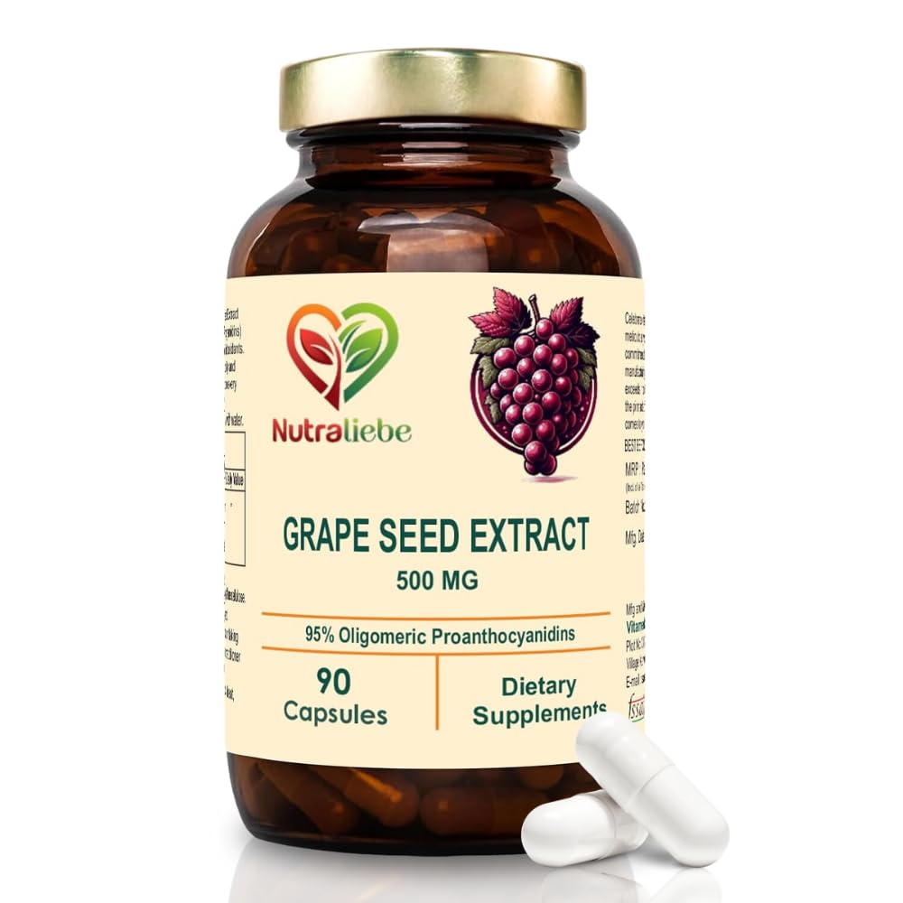 Nutraliebe OPC Grape Seed Extract Capsules - Minimum 95% OPCs, Powerful Antioxidant Support, 90 Capsules