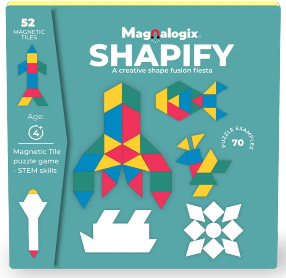 Pelikas Toyz Magnalogix Shapes Puzzle Toddler Magnetic, Shapify Magnetic Educational Montessori STEM Travel Toys for 3, 4, 5 Year Old Boys & Girls – Portable Road Trip Activity & Birthday Gift