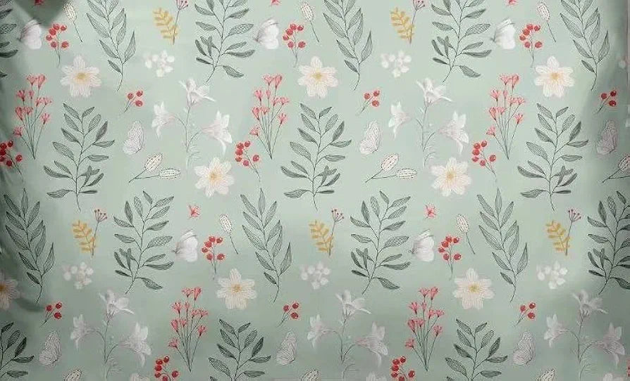 The Home Style Cotton Feel Glace Cotton Elastic Fitted Printed King Size Double Bed Bedsheet with 2 Pillow Cover 300 Threadcount Pastel Hydrangea Bloom