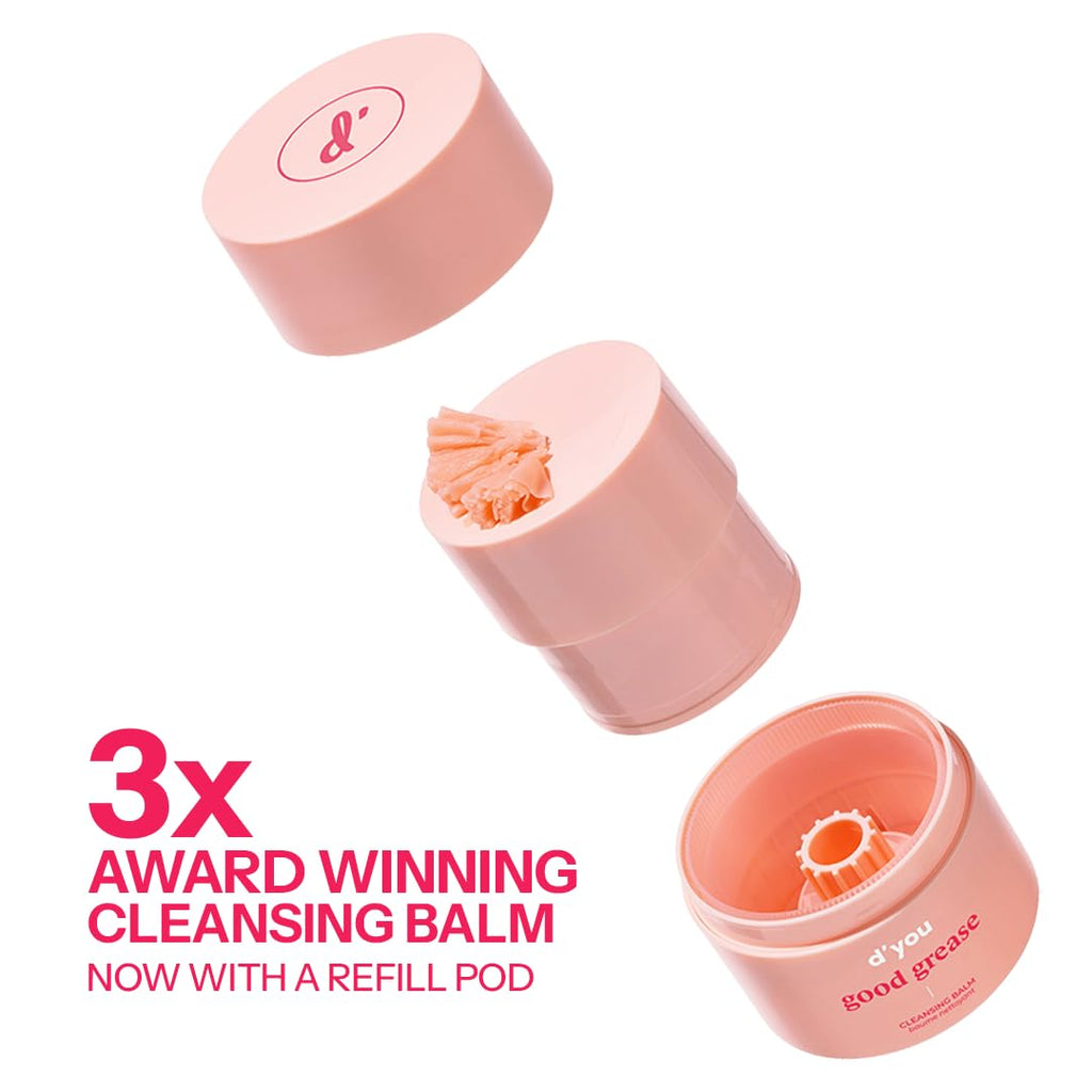 dâ€™you Good Grease Refill | Buttery Cleansing Balm 50 ml Cleanses Makeup, SPF & Grime â€“ Balm-to-Oil Deep Cleanser, Refillable Jar, Vegan & Gentle on Barrier