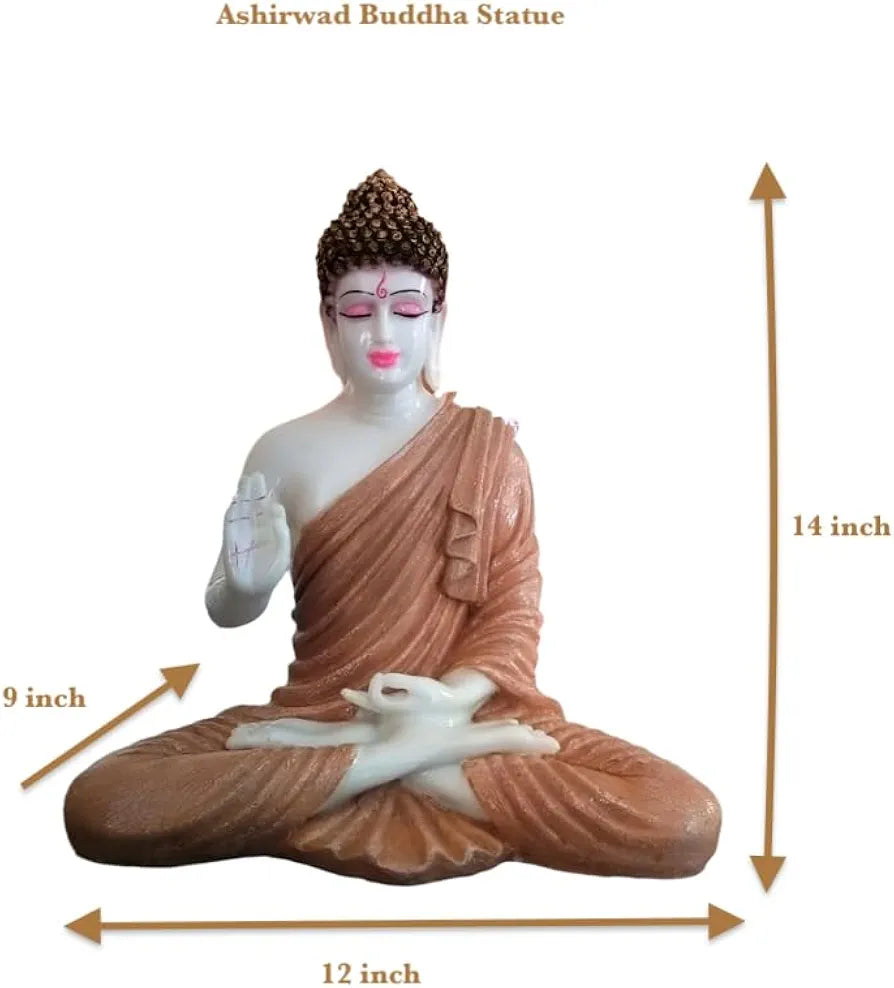 Alila Big Buddha Statue for Home Living Room Decor Diwali Office Corporate Gift Meditation Showpiece Figurine 14 inch