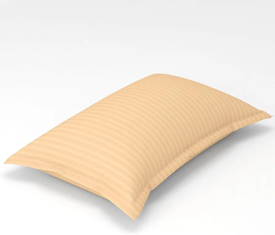 Homefab India 160 TC Stripe Glace Cotton Single BedSheet with 1 Pillow Cover Peach