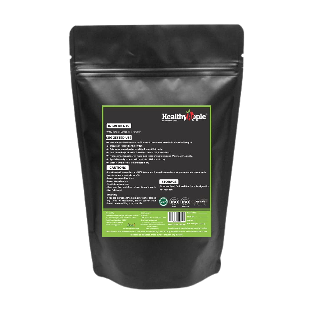 Healthy Apple Lemon Peel Powder 227g | Half Pound | 100% Pure | Natural Vitamin C for Skin | Skin Treatment Mask | Packaging Design May Vary