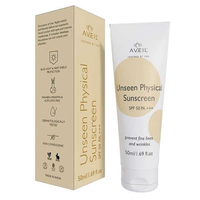 Aveil Unseen Physical Sunscreen SPF 50 PA +++ - 50 ml